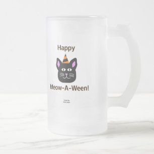 Chat noir Meow-A-Ween Grande Mug de verre givré