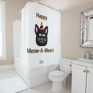 Chat noir Meow-A-Ween rideau de douche