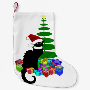 Chat Noir met kerstboom en cadeautjes Kleine Kerstsok