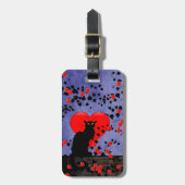 Chat Noir met Red Roses Heart Bagagelabel (Voorkant verticaal)