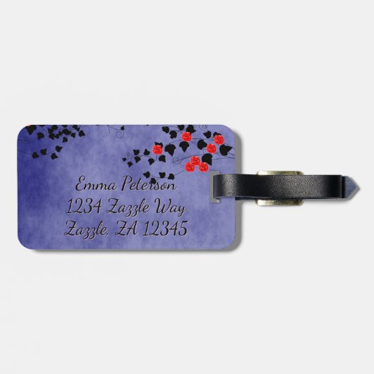 Chat Noir met Red Roses Heart Bagagelabel (Achterkant horizontaal)