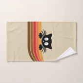 Chat noir mignon avec rayures rétro (Serviette à main)