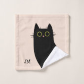 Chat noir mignon dans le style Mid Century (Gant de toilette)