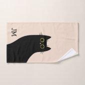 Chat noir mignon dans le style Mid Century (Serviette à main)
