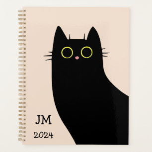 Chat noir mignon dans le style Mid Century