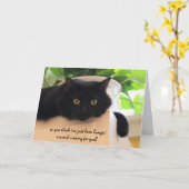 Chat noir mignon, drôle carte "miss you" (Fleur jaune)