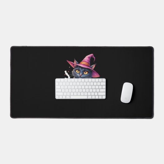 Chat noir mignon en sorcier Casquette - Halloween (Clavier et souris)