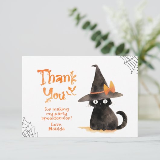Chat noir mignon Halloween anniversaire merci (Debout devant)