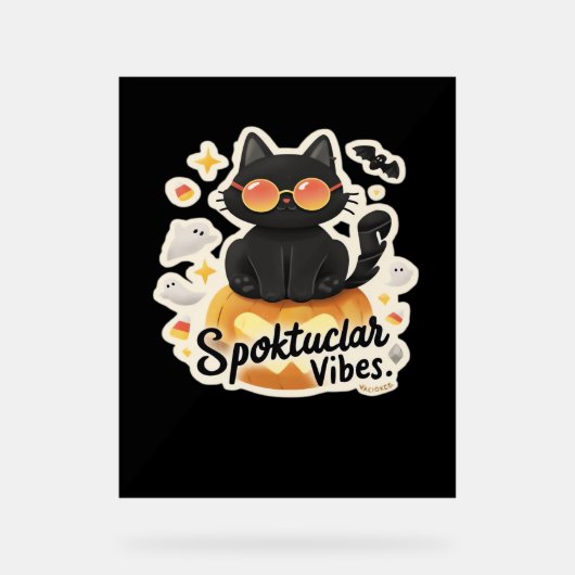 Chat noir mignon Halloween Citrouille T-shirt surd (Recto)
