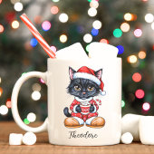 Chat noir mignon personnalisée Mug de Noël
