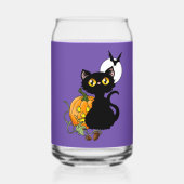 Chat noir mignon violet effrayant Halloween Citrou (Verso)