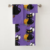 Chat noir mignon violet effrayant Halloween Citrou (En situation)