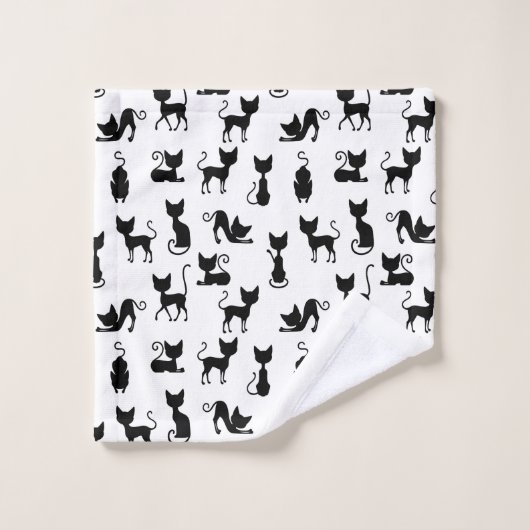 Chat noir moderne et amusant (Gant de toilette)