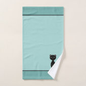 Chat noir & monogramme sur fond bleu clair (Serviette à main)