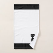 Chat noir & monogramme sur fond noir et blanc (Serviette à main)