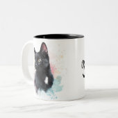 Chat noir mug ajouter son propre texte (Devant gauche)