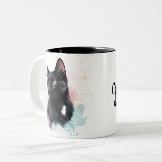 Chat noir mug ajouter son propre texte (Devant gauche)
