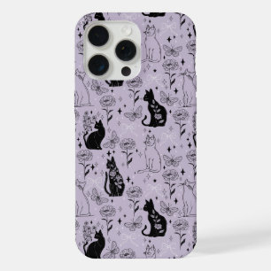 Chat noir mystique et motif papillon Sorcière