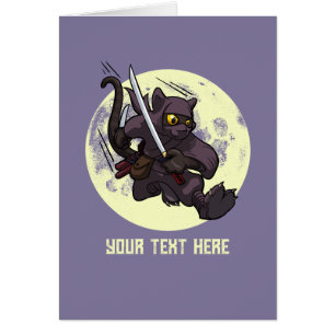 Chat noir Ninja Katana Épées Coup de pied volant D