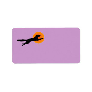 Chat noir Orange Lune Halloween Étiquettes