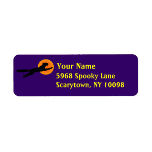 Chat noir Orange Lune violet Halloween Étiquettes