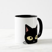 CHAT NOIR PEEKING CAFÉ MUGS (Devant droit)