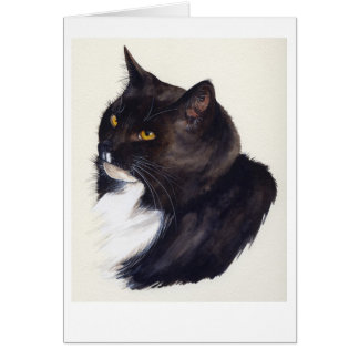 Chat noir peint en aquarelle