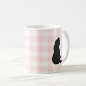 Chat noir Pink Check Motif de café Mug (Devant droit)