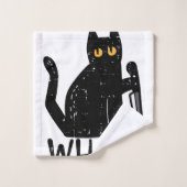 Chat Noir Quel Couteau Drôle animal meurtrier d'Ha (Gant de toilette)