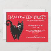 Chat noir Red Halloween Party Invitation (Devant)