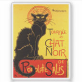 Chat Noir  Retro Belle Epoque  Cat Sticker (Voorkant)
