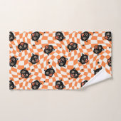 Chat noir rétro Motif chèque orange (Serviette à main)