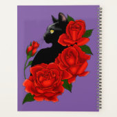 Chat Noir Roses Rouges Violettes (Dos)