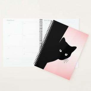 Chat noir rusé rose
