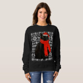 Chat noir Santa Hat Vilain Sweat de Noël Funny X (Devant entier)