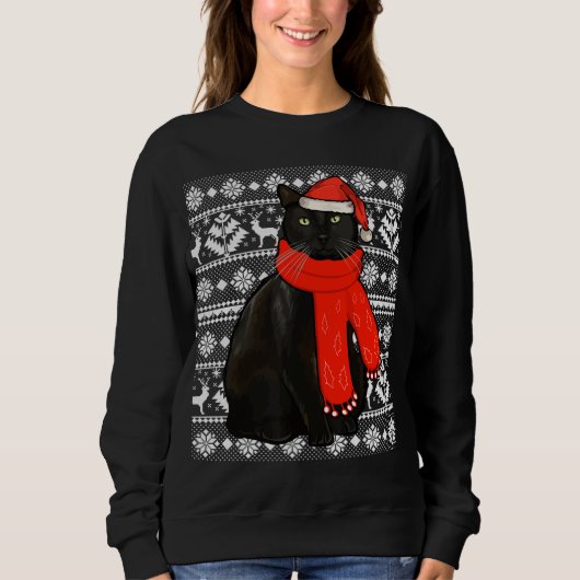 Chat noir Santa Hat Vilain Sweat de Noël Funny X (Devant)