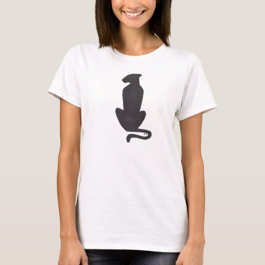 Chat noir Silhouette femmes blanc T-shirt (Devant)