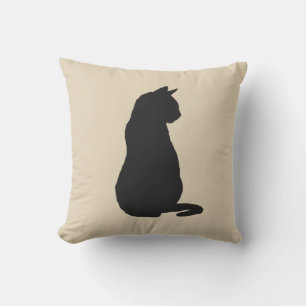 Chat Noir Silhouette Halloween Oreiller d'automne