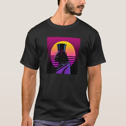 Chat noir smoking haut de forme Cyber Punk Profil  (Devant)