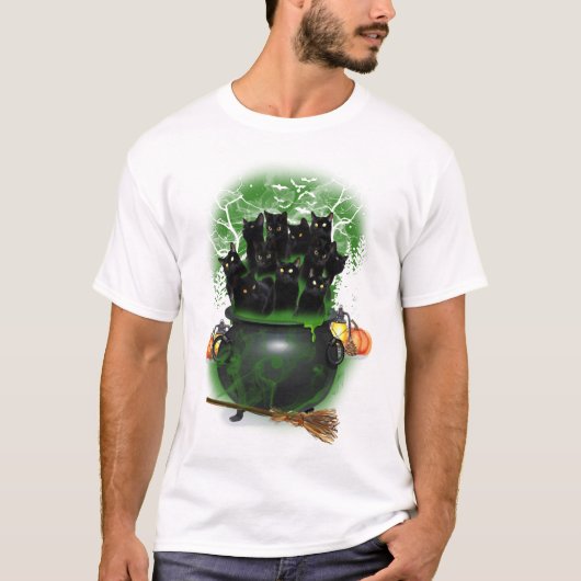 Chat Noir Sorcière T-shirt Halloween (Devant)
