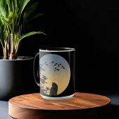 Chat noir sous le ciel & Bamboo et oiseau - Mug ar