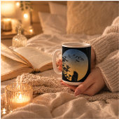 Chat noir sous le ciel & Bamboo et oiseau - Mug ar