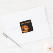 Chat noir sous Sticker Lune orange (Enveloppe)