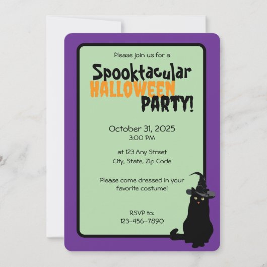 Chat noir Spooktacular Halloween Party Invitation (Devant)