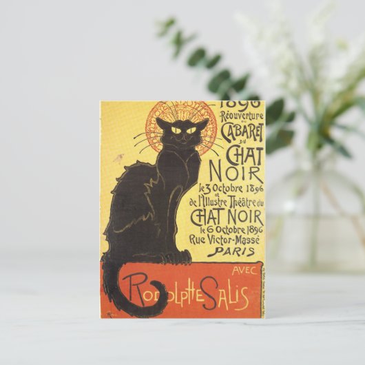 Chat Noir Steinlen Belle Epoque Art Briefkaart (Staand voorkant)