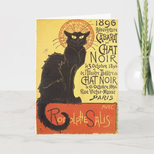 Chat Noir Steinlen Belle Epoque Art Kaart (Voorkant)