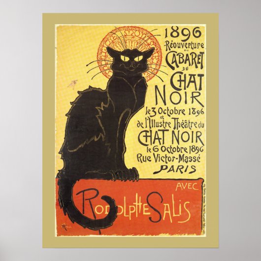 Chat Noir Steinlen Belle Epoque  Art Poster (Voorkant)