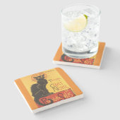 Chat Noir Steinlen Belle Epoque  Art Stenen Onderzetter (Zijkant)