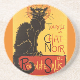 Chat Noir Steinlen Belle Epoque  Art Zandsteen Onderzetter