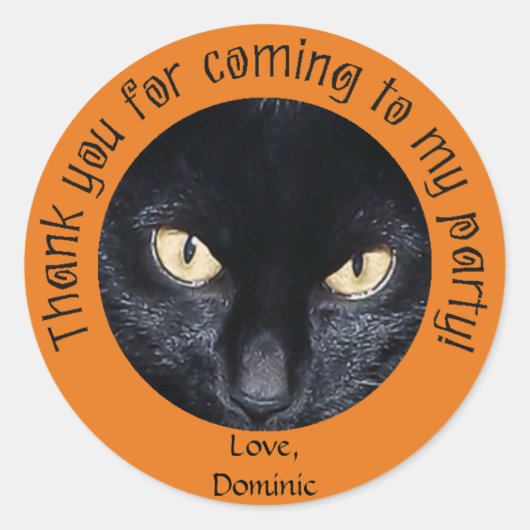 Chat noir Stickers Merci d'Halloween orange (Devant)